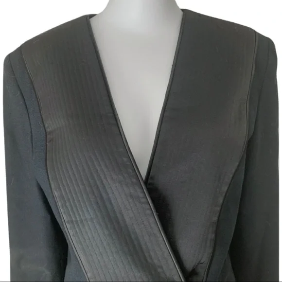 NOLAN MILLER Vintage Evening Jacket Blazer Black Wool Satin Embellished Size 10 - Picture 3 of 14